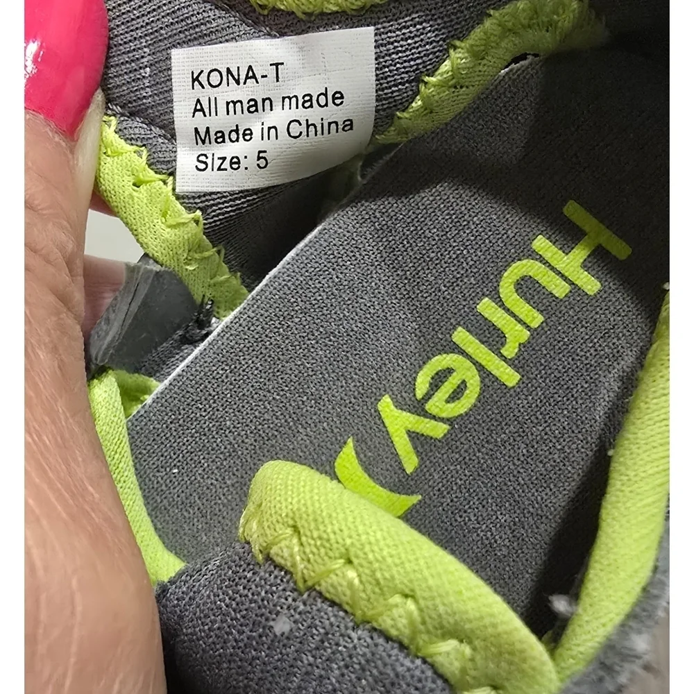 Hurley Kona Toddler Water Shoes Size 5 Gray Neon Green Beach Pool Shoes
